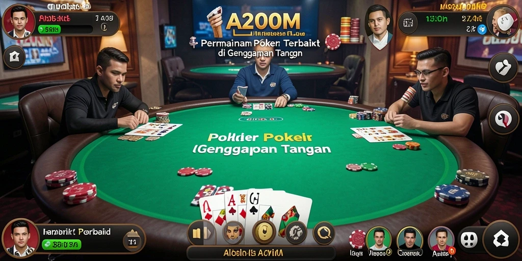 Tangkapan layar A200M menunjukkan gameplay Poker yang dinamis dan interaktif.