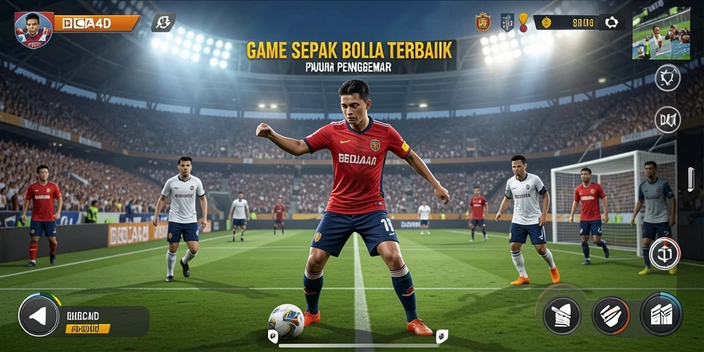 Screenshot utama BBCA4D menampilkan gameplay sepak bola yang menarik.
