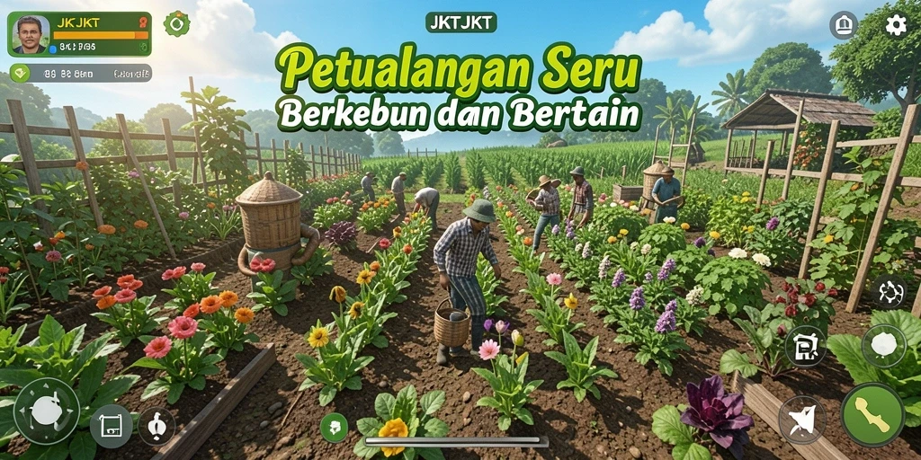 Gameplay seru bertani dan berkebun di JKTJKT.
