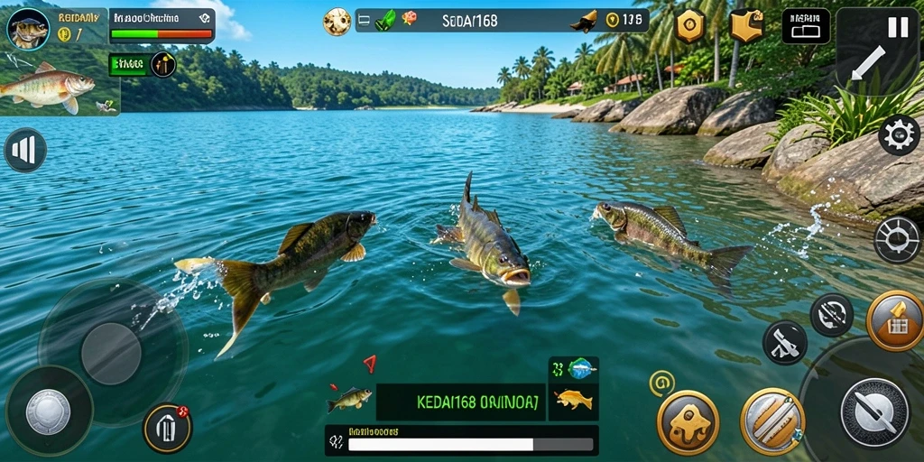 Tampilan gameplay KEDAI168 yang epik saat memancing.