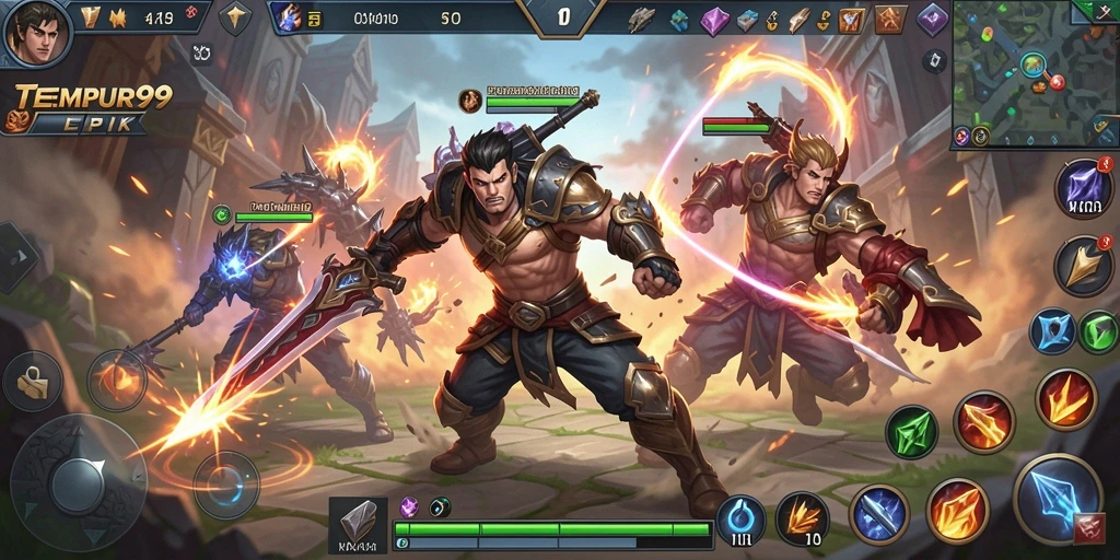 Tampilan gameplay TEMPUR99 yang memukau saat pertempuran seru.