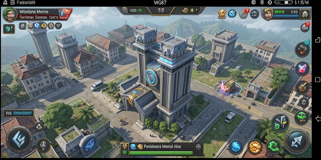 Tampilan gameplay WG87 dengan menara yang dibangun strategis.